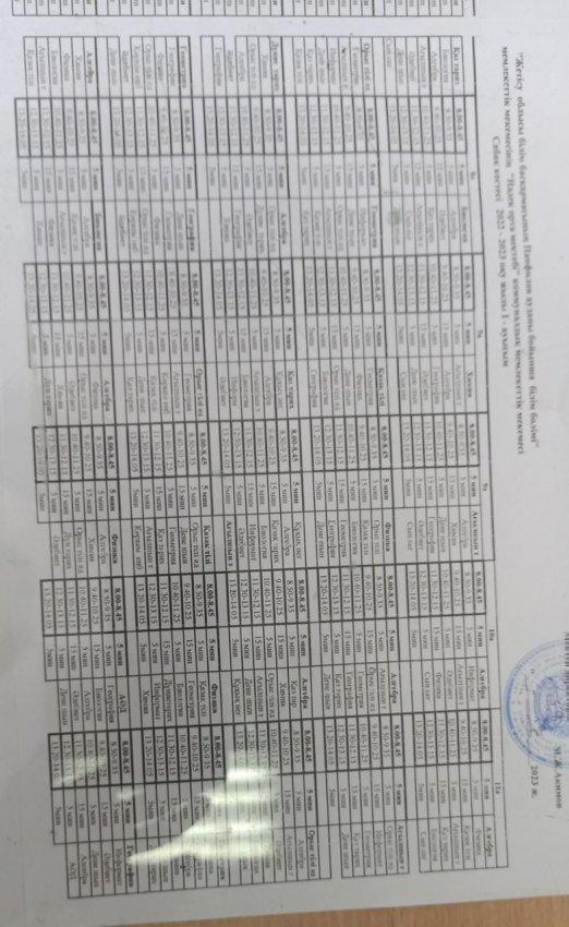 Сабақ кестесі